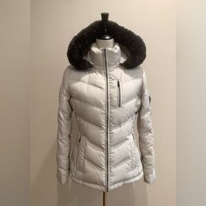Calvin Klein Hooded Down Puffer Off White Jacket Size S